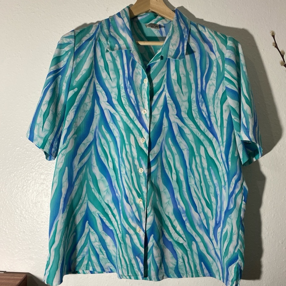 Blue and White Zebra Striped Shirt